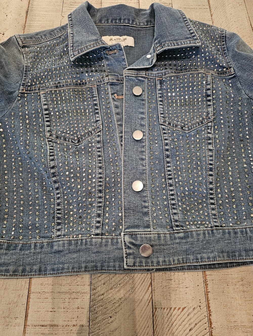 Chico's Platinum Blue Studded Denim Jacket - Picture 12 of 14